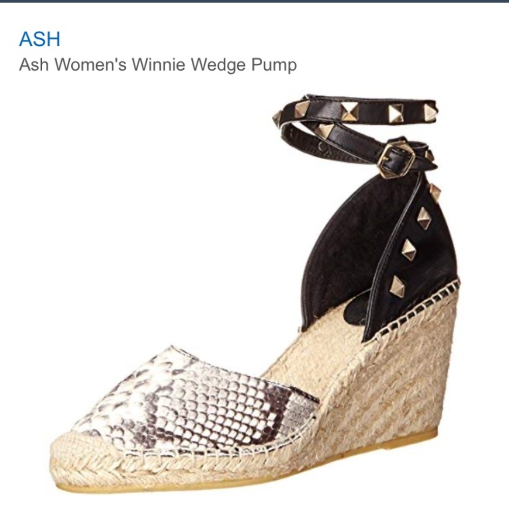 Snake Print and Pyramid Studs Wedge Espadrilles NIB